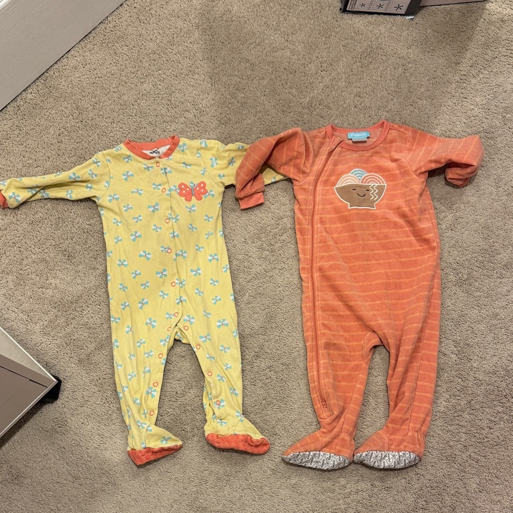 B- Set of two 18 months pekkle sleepers one is fleece